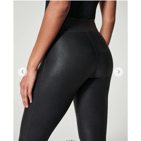 Spanx Medium Faux Leather Leggings Black Excellent Condition - Picture 2 of 7